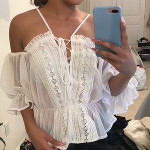 White polyester plunge top